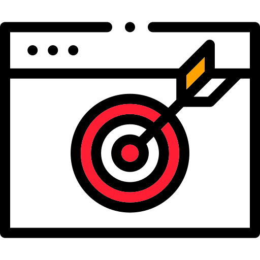 icon of a display with a bullseye and arrow