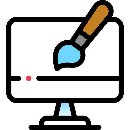 icon of a computer screen showing a paintbrush